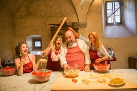 Pasta making class in a Tuscan Castle near Florence and wine tasing in the cellar